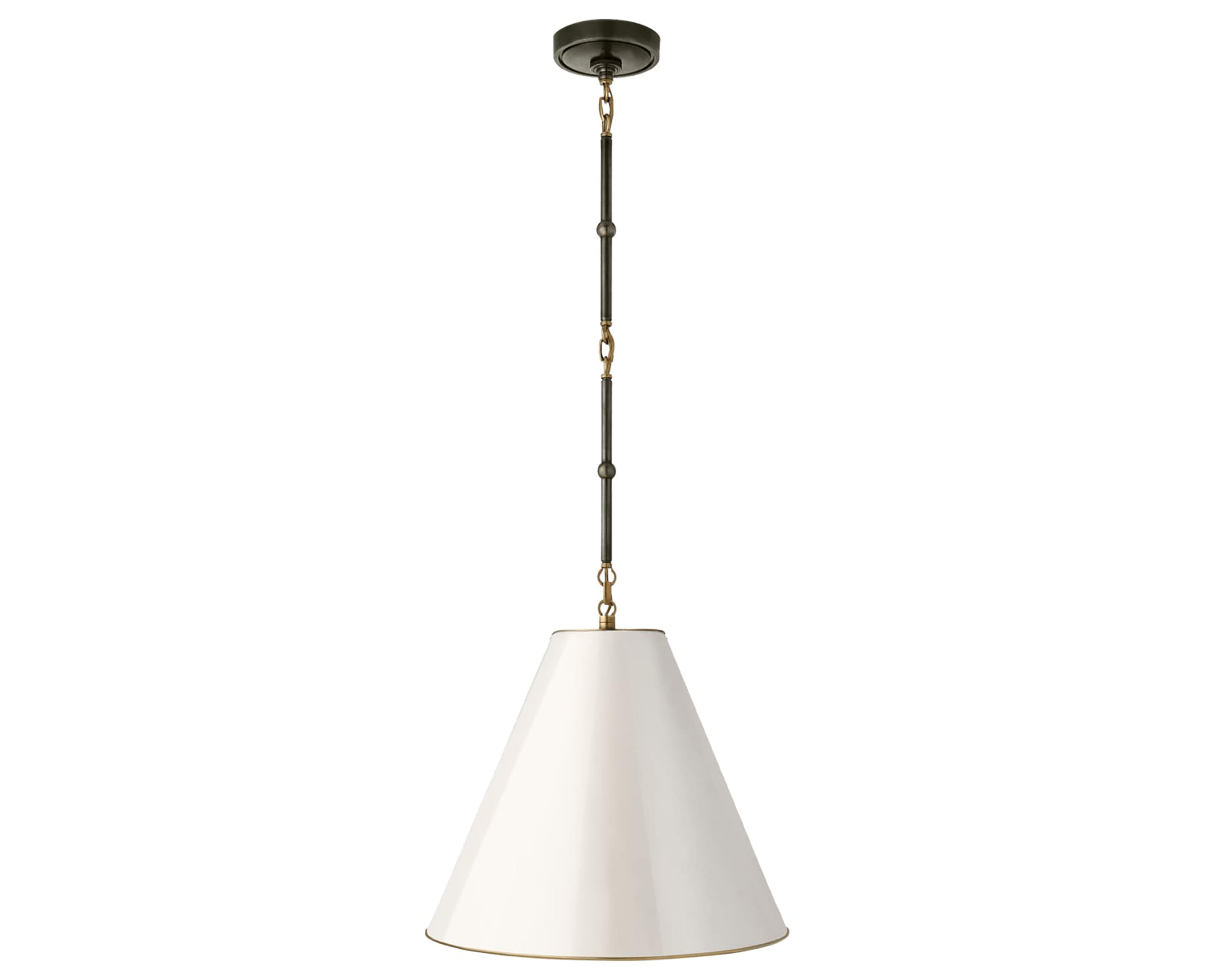 Bronze and Antique Brass with Antique White | Goodman Small Hanging Light | Valley Ridge Furniture