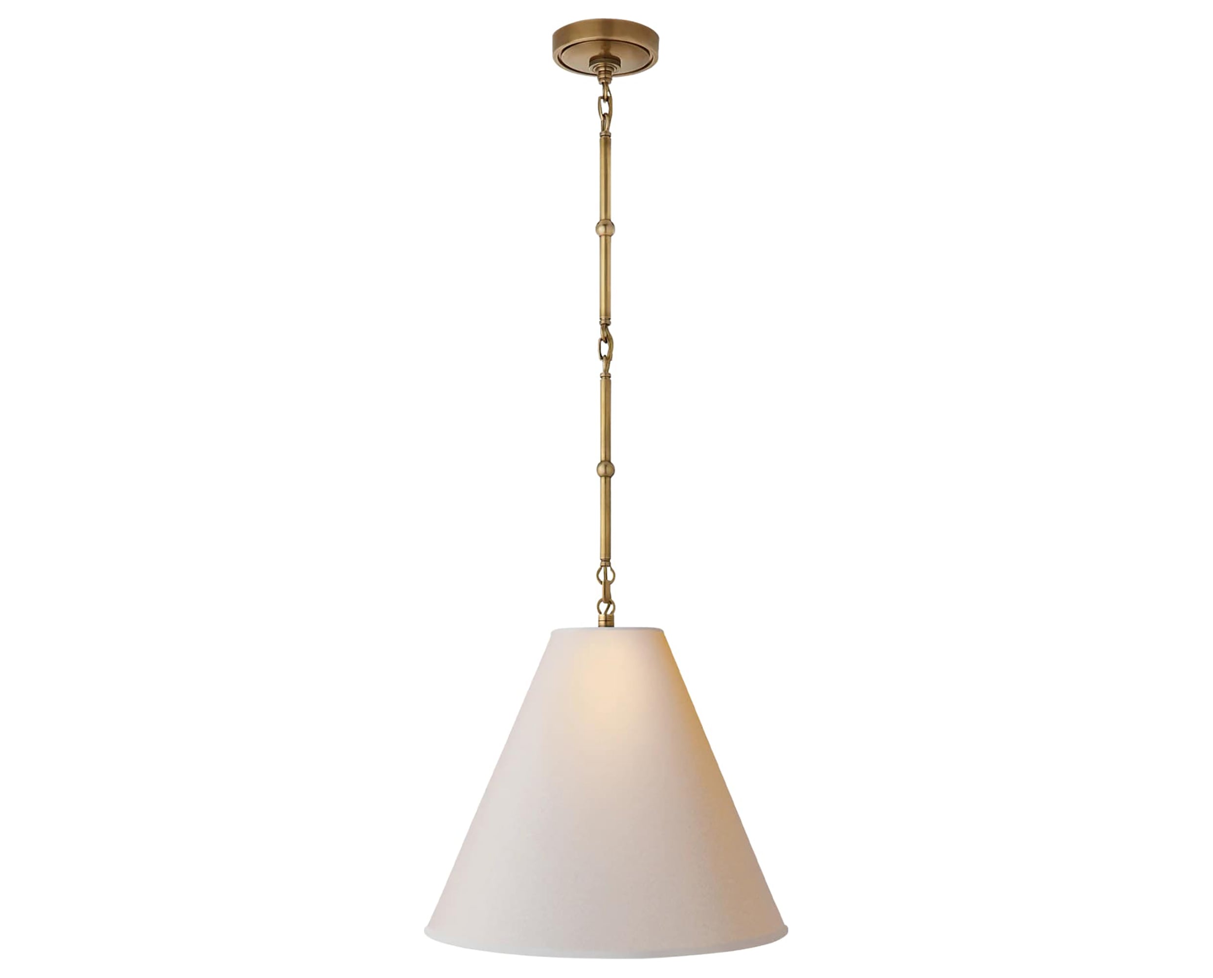 Hand-Rubbed Antique Brass and Natural Paper | Goodman Small Hanging Light | Valley Ridge Furniture