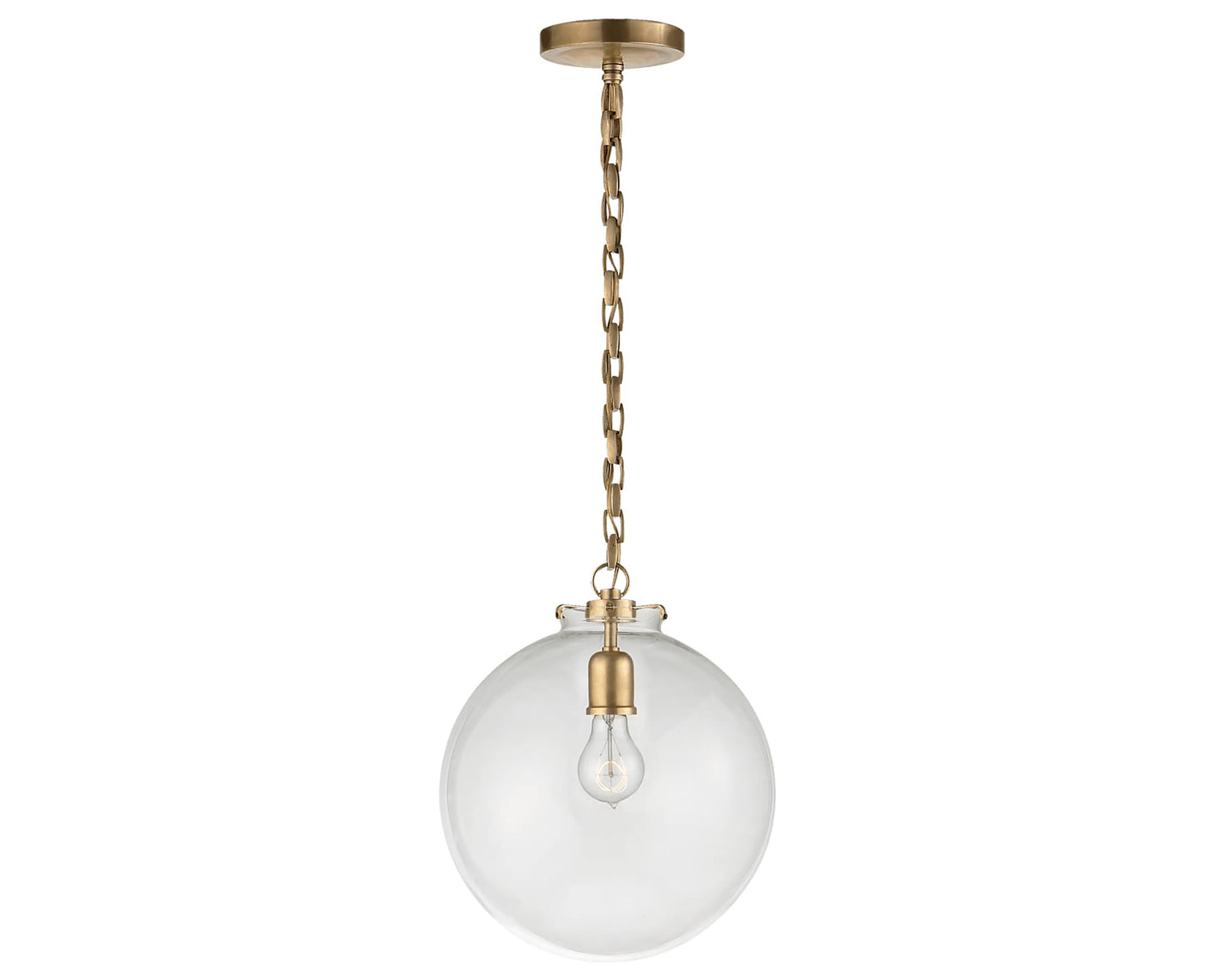 Hand-Rubbed Antique Brass & Clear Glass | Katie Globe Pendant | Valley Ridge Furniture