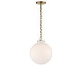Hand-Rubbed Antique Brass and White Glass | Katie Globe Pendant | Valley Ridge Furniture
