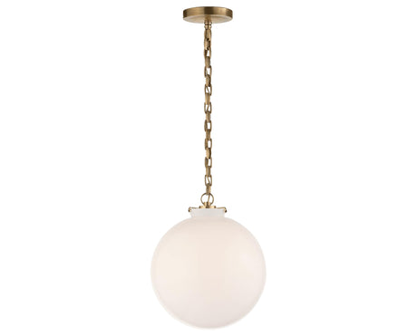 Hand-Rubbed Antique Brass and White Glass | Katie Globe Pendant | Valley Ridge Furniture