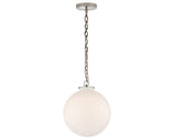Polished Nickel and White Glass | Katie Globe Pendant | Valley Ridge Furniture