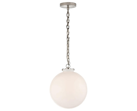 Polished Nickel and White Glass | Katie Globe Pendant | Valley Ridge Furniture