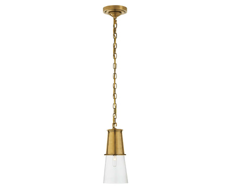 Hand-Rubbed Antique Brass and Clear Glass | Robinson Small Pendant | Valley Ridge Furniture