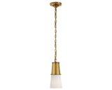 Hand-Rubbed Antique Brass and White Glass | Robinson Small Pendant | Valley Ridge Furniture
