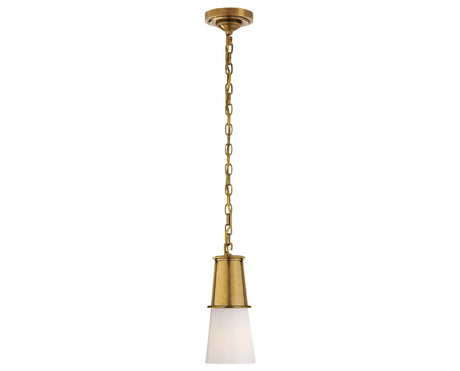 Hand-Rubbed Antique Brass and White Glass | Robinson Small Pendant | Valley Ridge Furniture