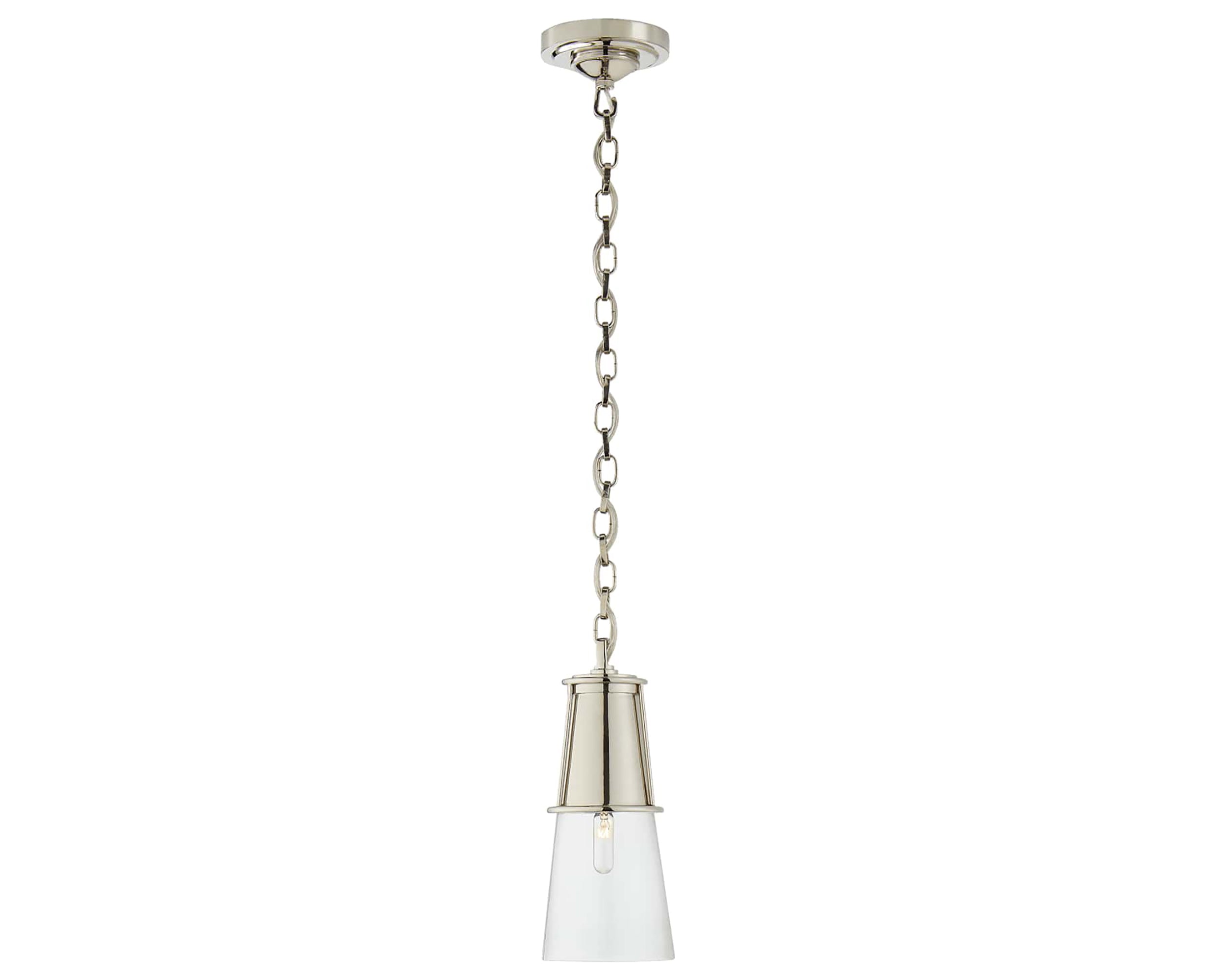Polished Nickel and Clear Glass | Robinson Small Pendant | Valley Ridge Furniture