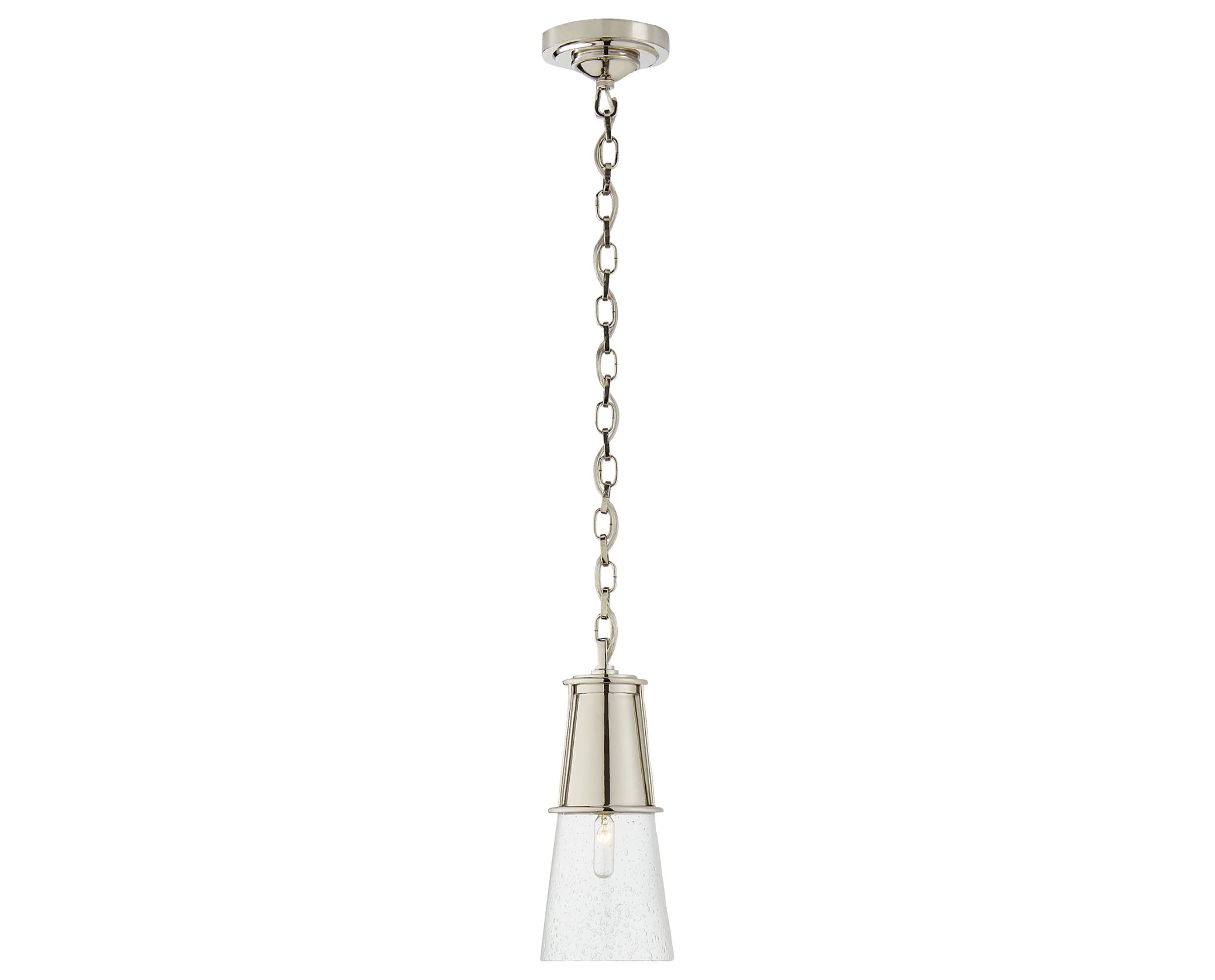 Polished Nickel and Seeded Glass | Robinson Small Pendant | Valley Ridge Furniture