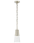 Polished Nickel and Seeded Glass | Robinson Small Pendant | Valley Ridge Furniture