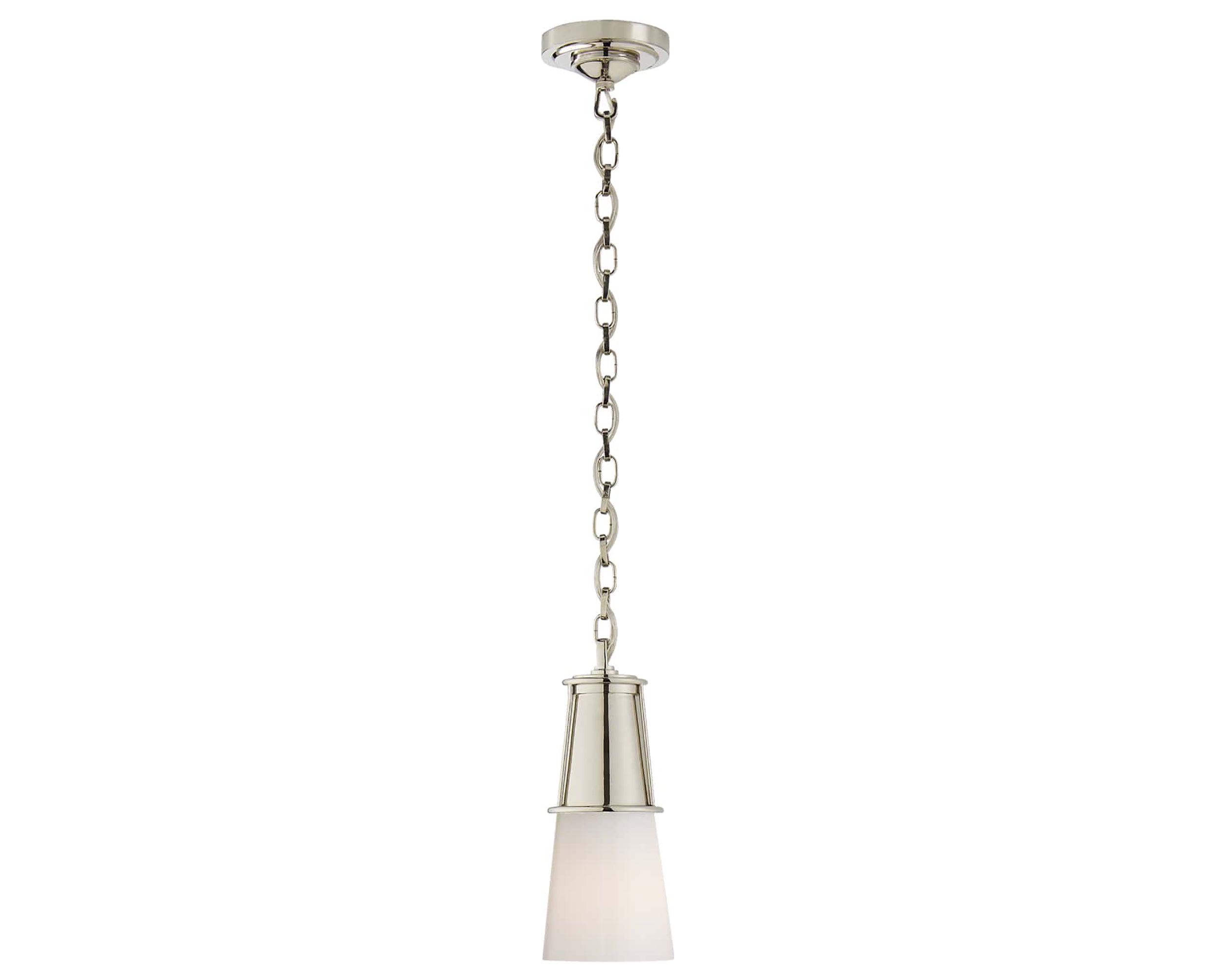 Polished Nickel and White Glass | Robinson Small Pendant | Valley Ridge Furniture