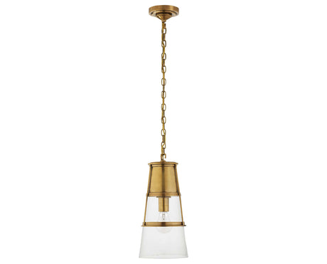 Hand-Rubbed Antique Brass and Clear Glass | Robinson Medium Pendant | Valley Ridge Furniture