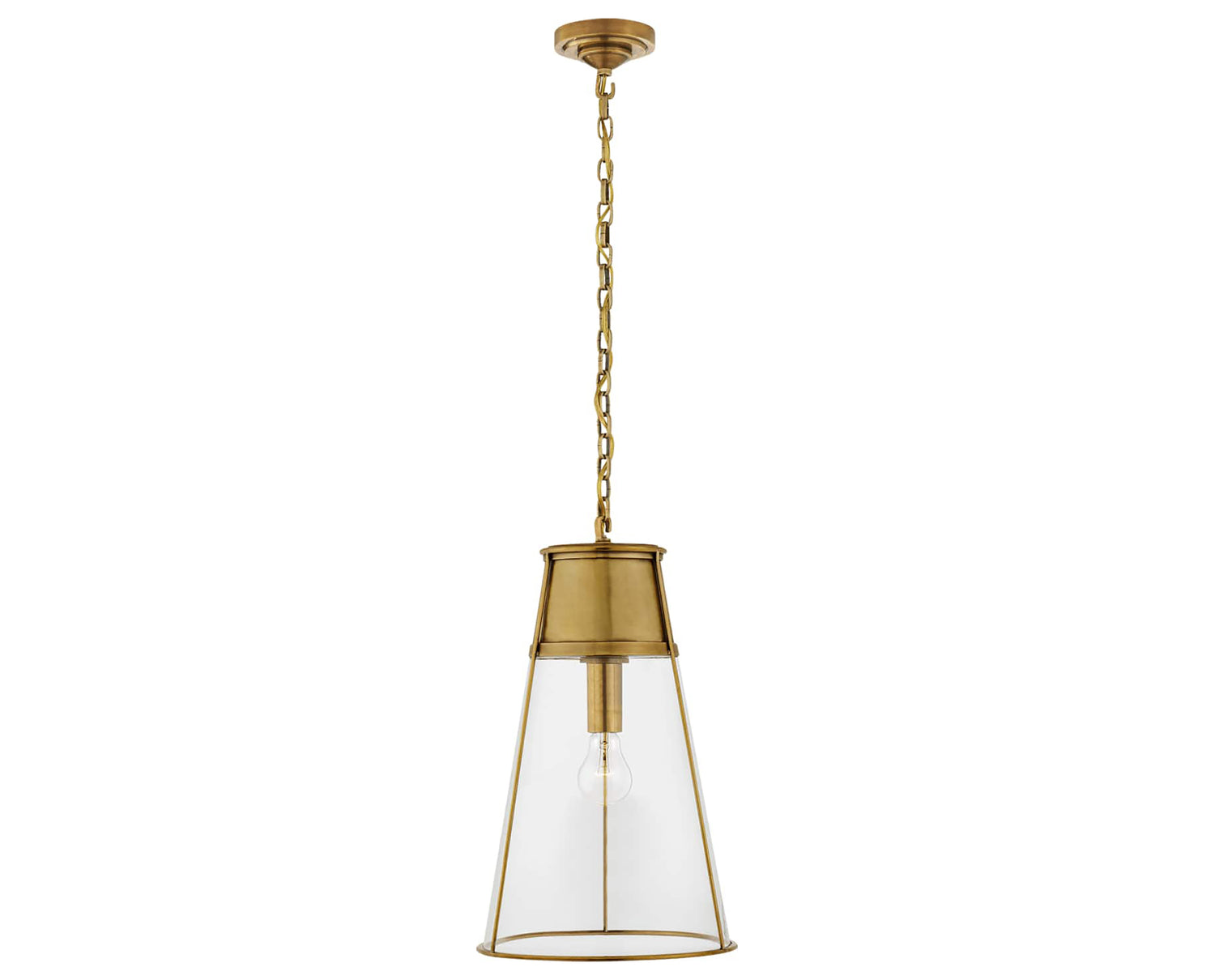 Hand-Rubbed Antique Brass & Clear Glass | Robinson Large Pendant | Valley Ridge Furniture