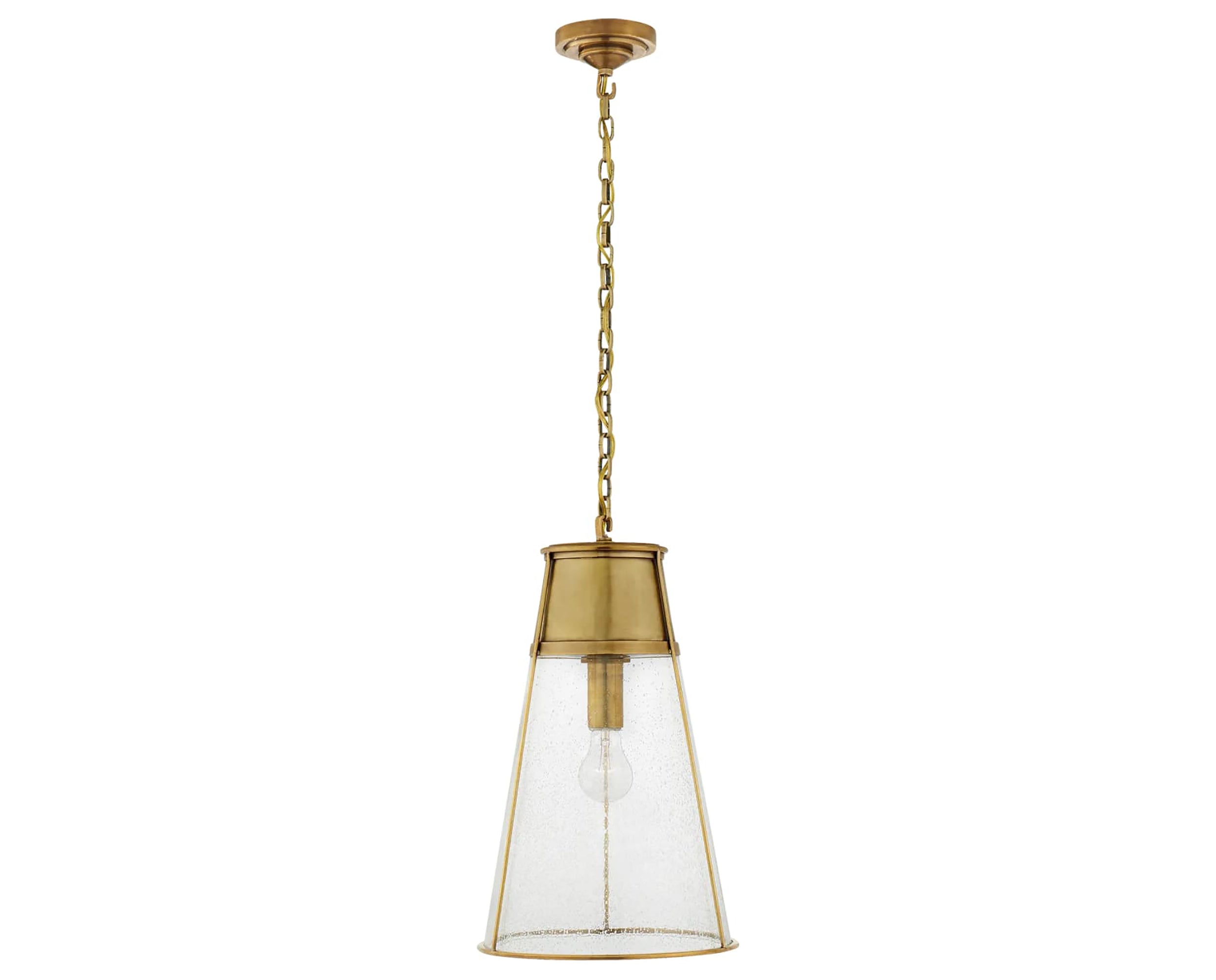 Hand-Rubbed Antique Brass and Seeded Glass | Robinson Large Pendant | Valley Ridge Furniture