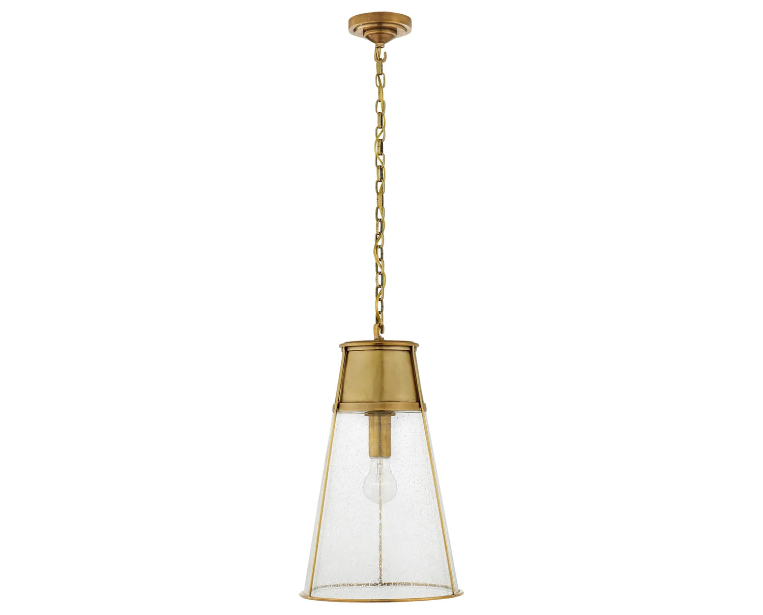 Hand-Rubbed Antique Brass & Seeded Glass | Robinson Large Pendant | Valley Ridge Furniture