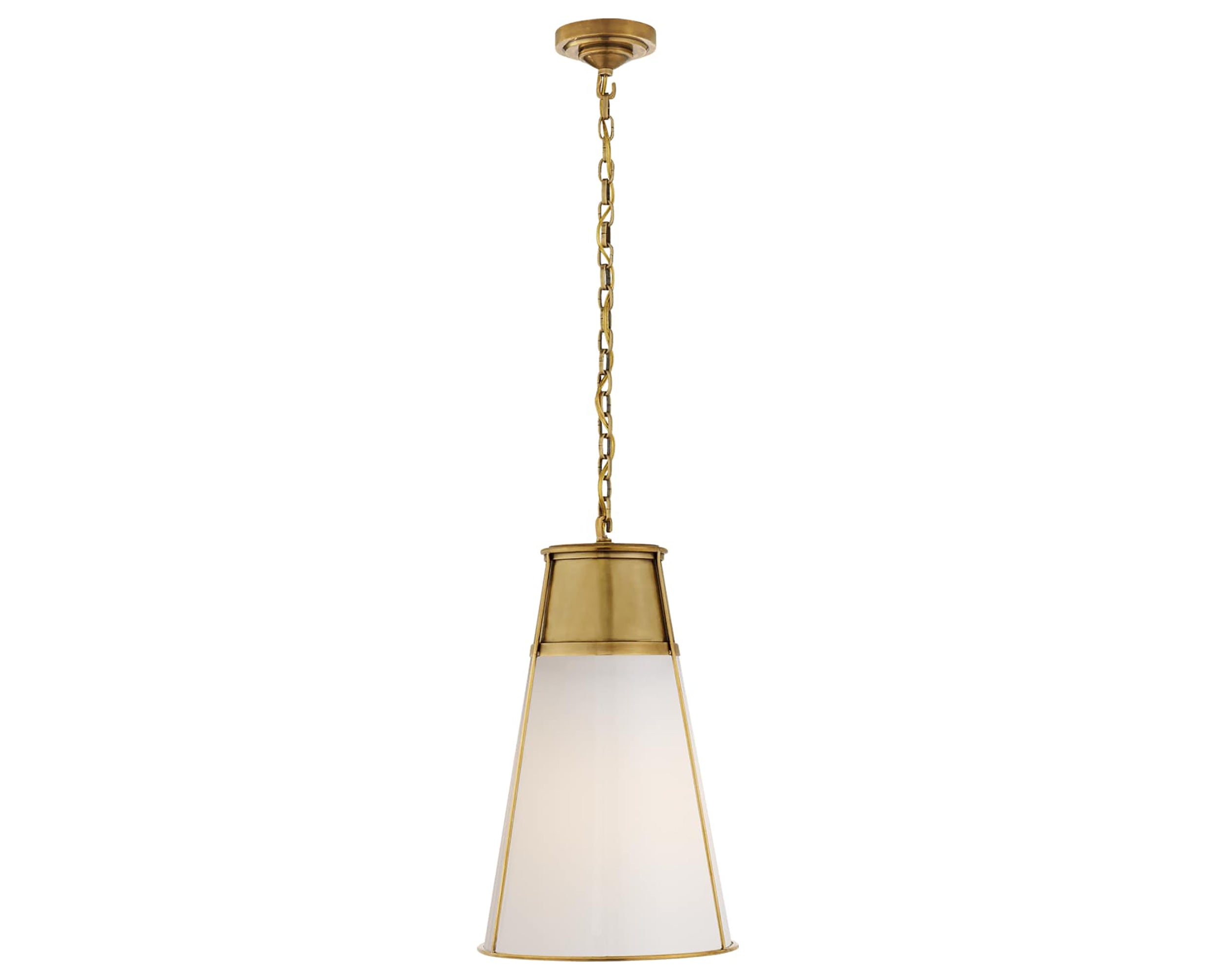 Hand-Rubbed Antique Brass and White Glass | Robinson Large Pendant | Valley Ridge Furniture