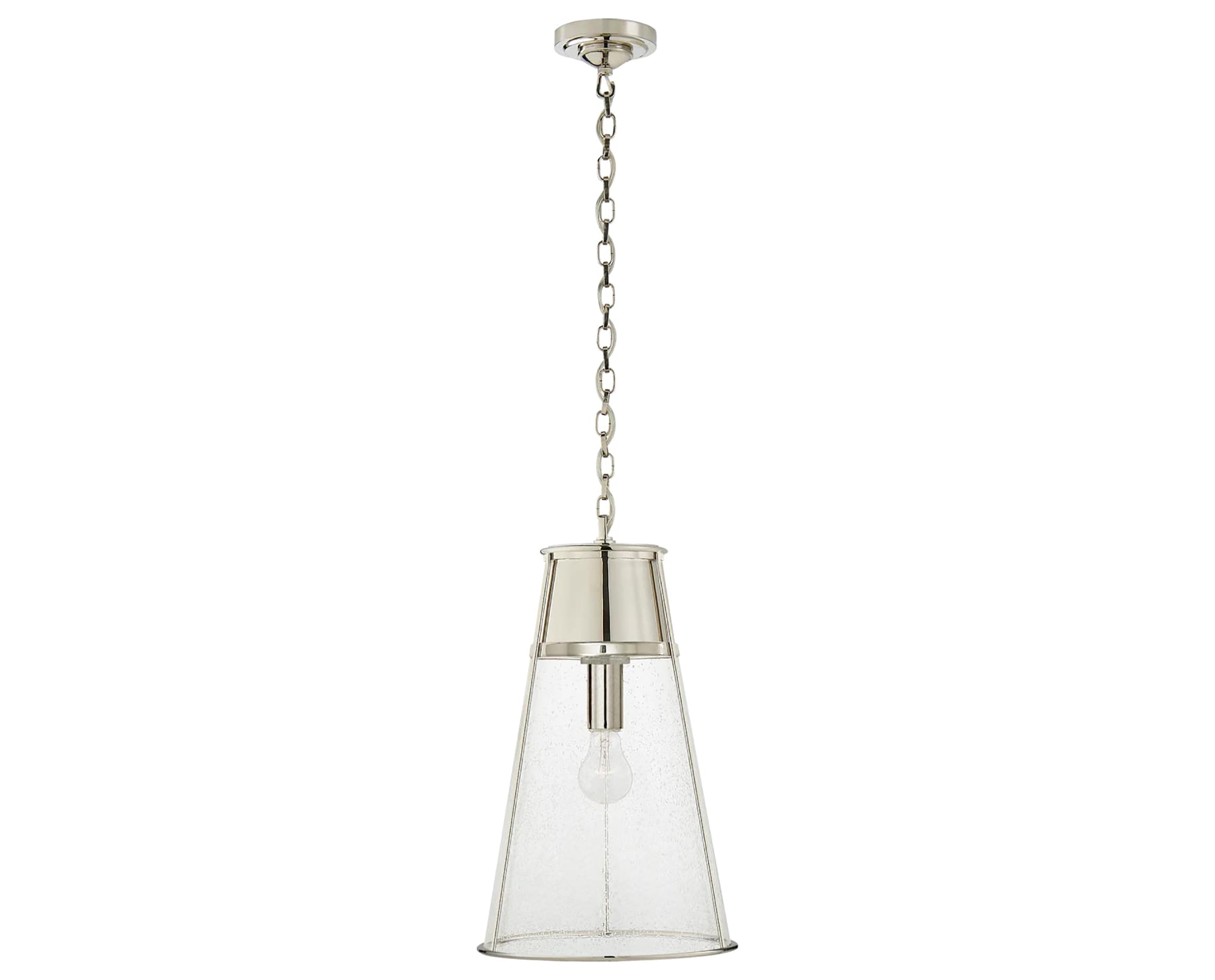 Polished Nickel and Seeded Glass | Robinson Large Pendant | Valley Ridge Furniture