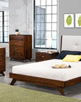 Brushwork Maple Mocha | Handstone Tribeca Queen Platform Bed w/Fabric Headboard | Valley Ridge Furniture